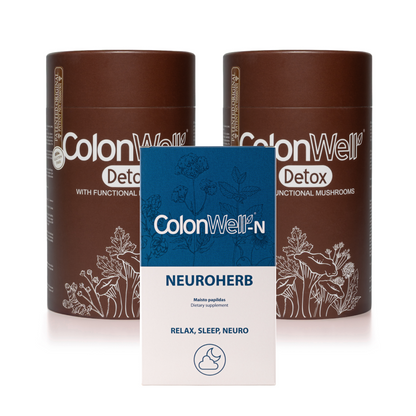 Colonwell Detox a combo of 2 (a mixture of herbs, seeds and functional mushrooms (antiparasitic) 350 g + FREE GIFT Colonwell-N Neuroherb (for better sleep, nervous system)